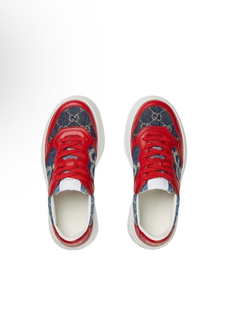 Authentic Gucci GG Denim Low-Top Sneakers – Red/Blue – EU 34